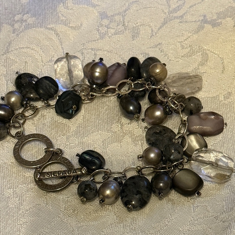 Silpada Gray Pearl Hematite Sterling Silver Cha Cha Bracelet B777